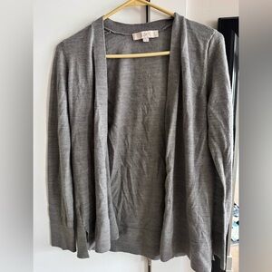 LOFT Gray Open Front Cardigan - Lightweight Knit - Size M